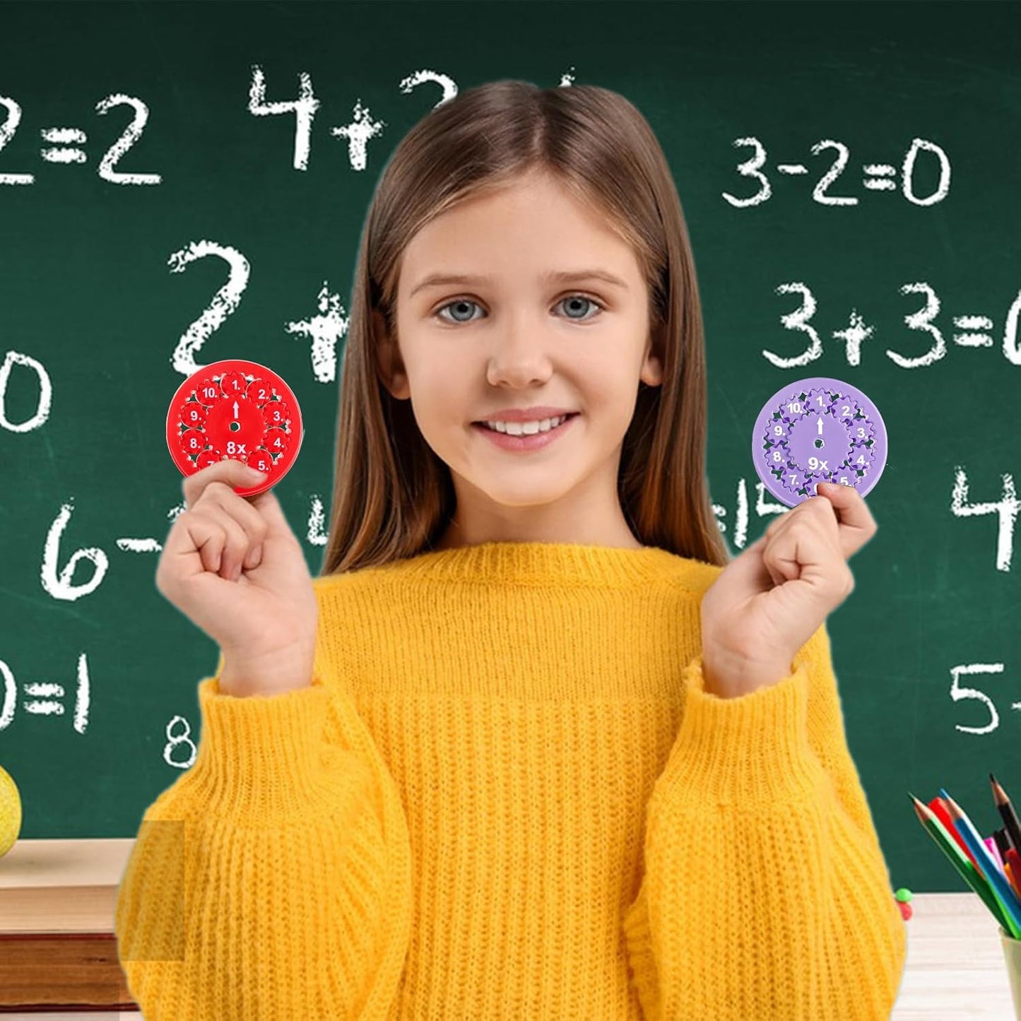 9PCS Math Fidget Spinners, Educational Math Fact Fidget Spinners for Kids Classroom Prize Treasure Box ( Multiplication Division)