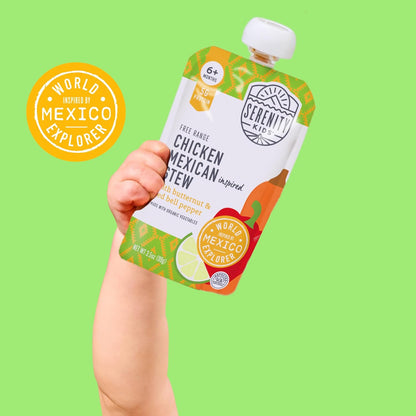Serenity Kids 6+ Months World Explorers Mexican Chicken Baby Food Pouches - Chicken Mexican Stew