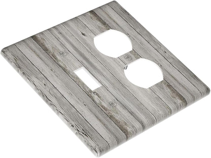 Wallplates Farmhouse Rustic Grey Barn Door Wood 1 Toggle 1 Duplex Switch Plate Electrical GFCI Faceplate Decorative Light Switch Covers for Bedroom Cabin Decor