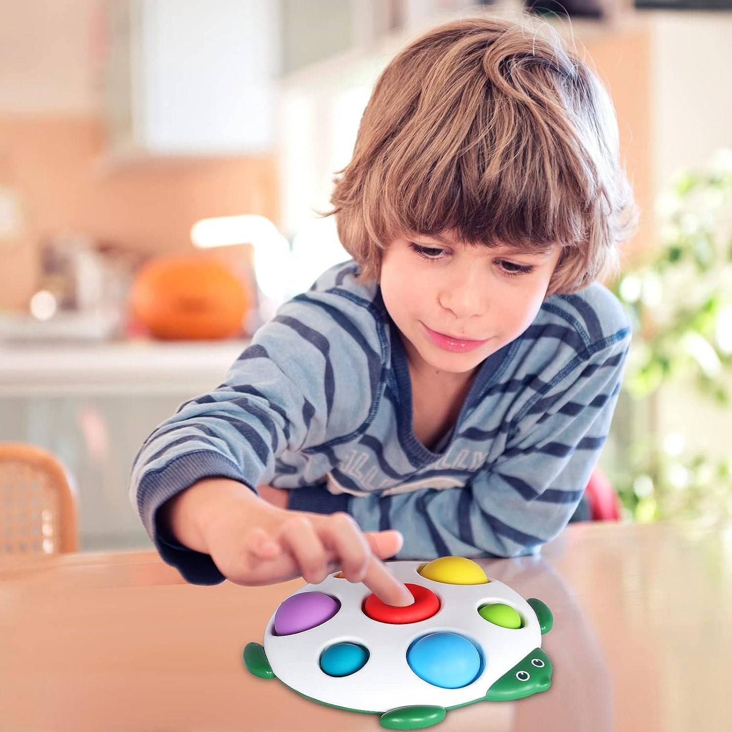 Fidget Popper Sensory Baby Toys for 6+ Months, Montessori Busy Toy for 1 2 3 Year Old Toddlers Push and Popping Bubbles Bath Toys, Travel Toys for Kids Ages 1-3 Stress Relief (Tortoise)