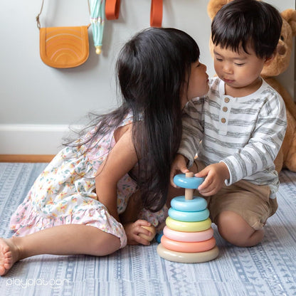 Play Platoon Wooden Rainbow Stacking Toy Ring Stacker, Educational Interactive Learning Toys