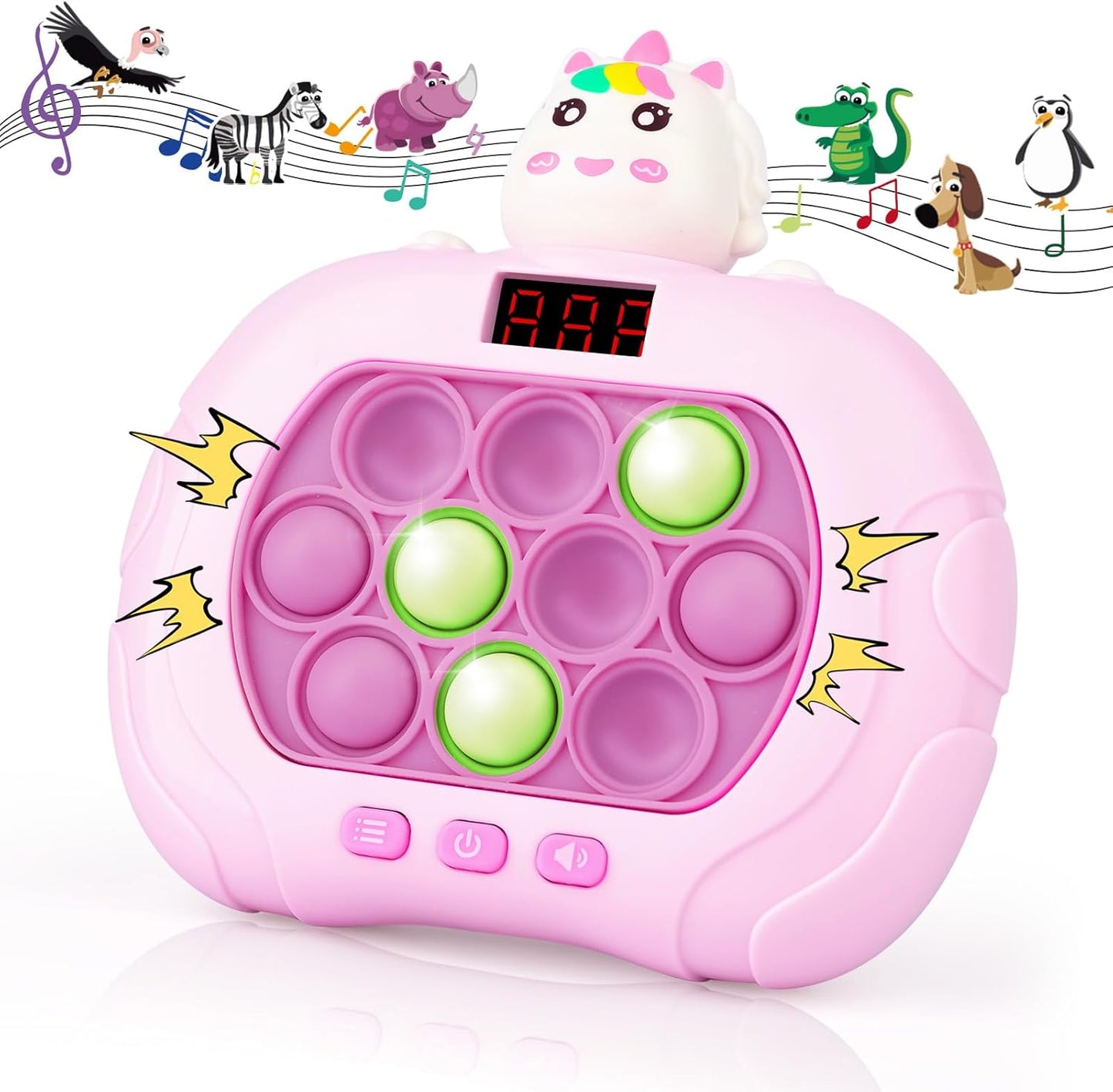 Fast Push Game Pop Fidget Toy for Kids, Quick Push Bubble Game 6 Modes Handheld Puzzle Game Sensory Toy with LED Screen Pop It Game Light Up Fidget Toy Gift for 3 to 12 Year Old Girls Boys