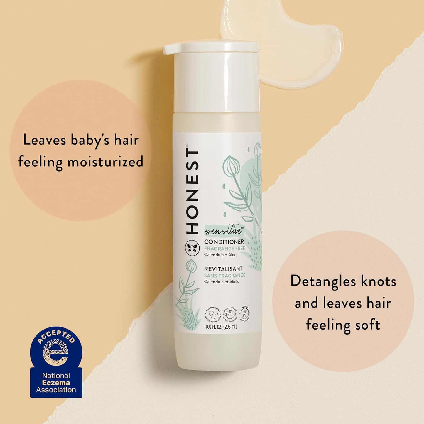 The Honest Company Silicone-Free Conditioner | Gentle for Baby | Naturally Derived, Tear-free