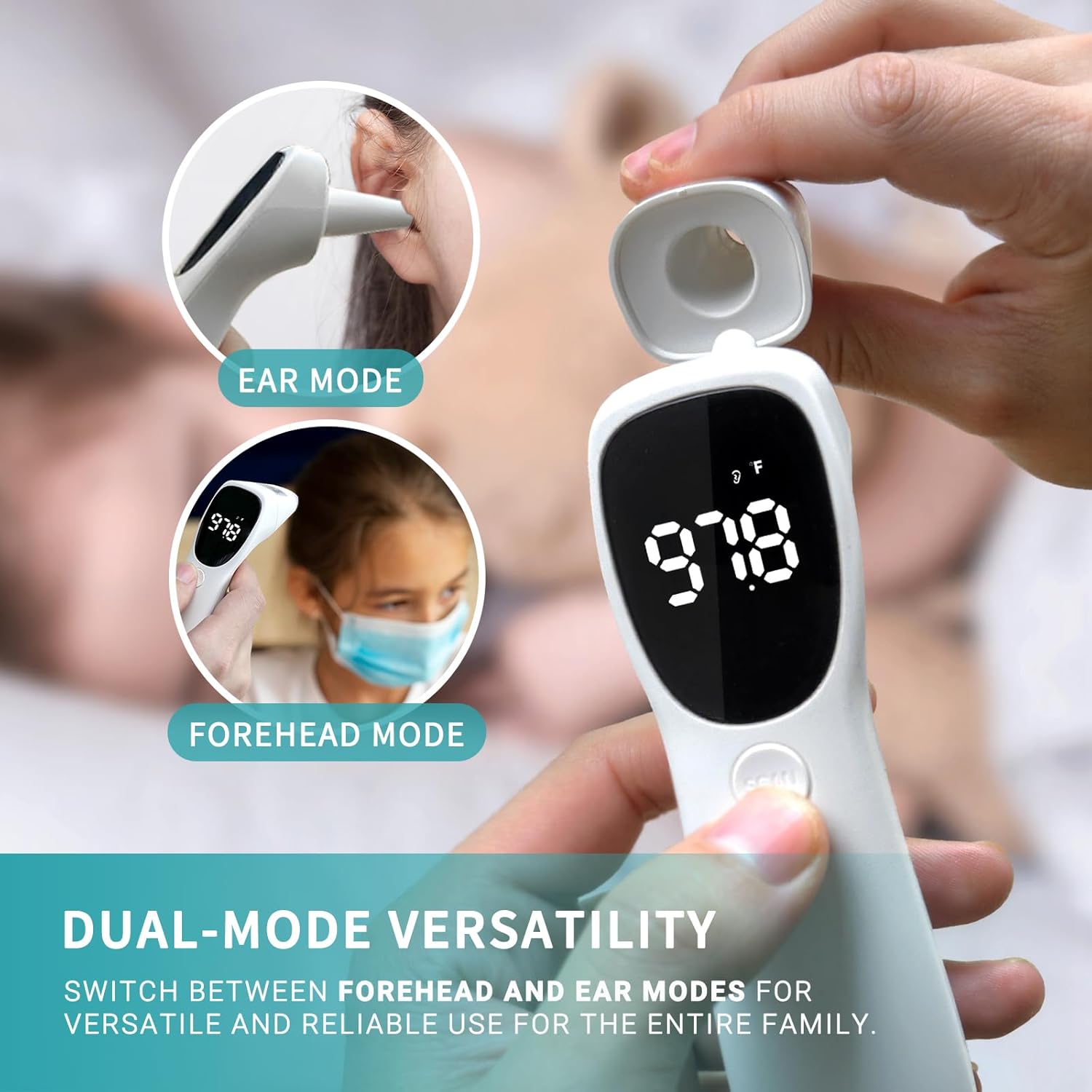 Dual Mode Thermometer for Adults, Kids, and Babies – Infrared Digital Forehead and Ear Thermometer