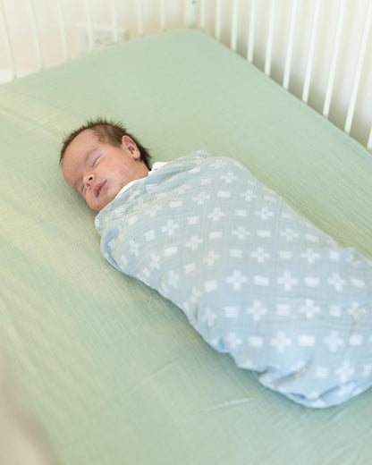 Crane Baby Fitted Sheet, Soft Cotton Fitted Sheet for Cribs and Nurseries, Evergreen, 28”w x 52”h x