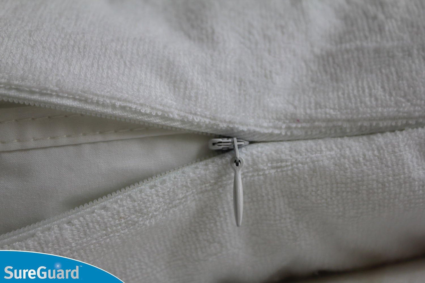 Set of 2 Queen Size SureGuard Pillow Protectors - 100% Waterproof, Bed Bug Proof, Hypoallergenic - Premium Zippered Cotton Terry Covers