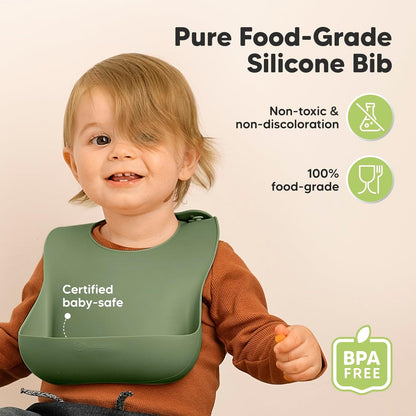 KeaBabies 2-Pack Silicone Baby Bibs for Eating - Sturdy Food-Grade Silicone Bibs for Babies Girl