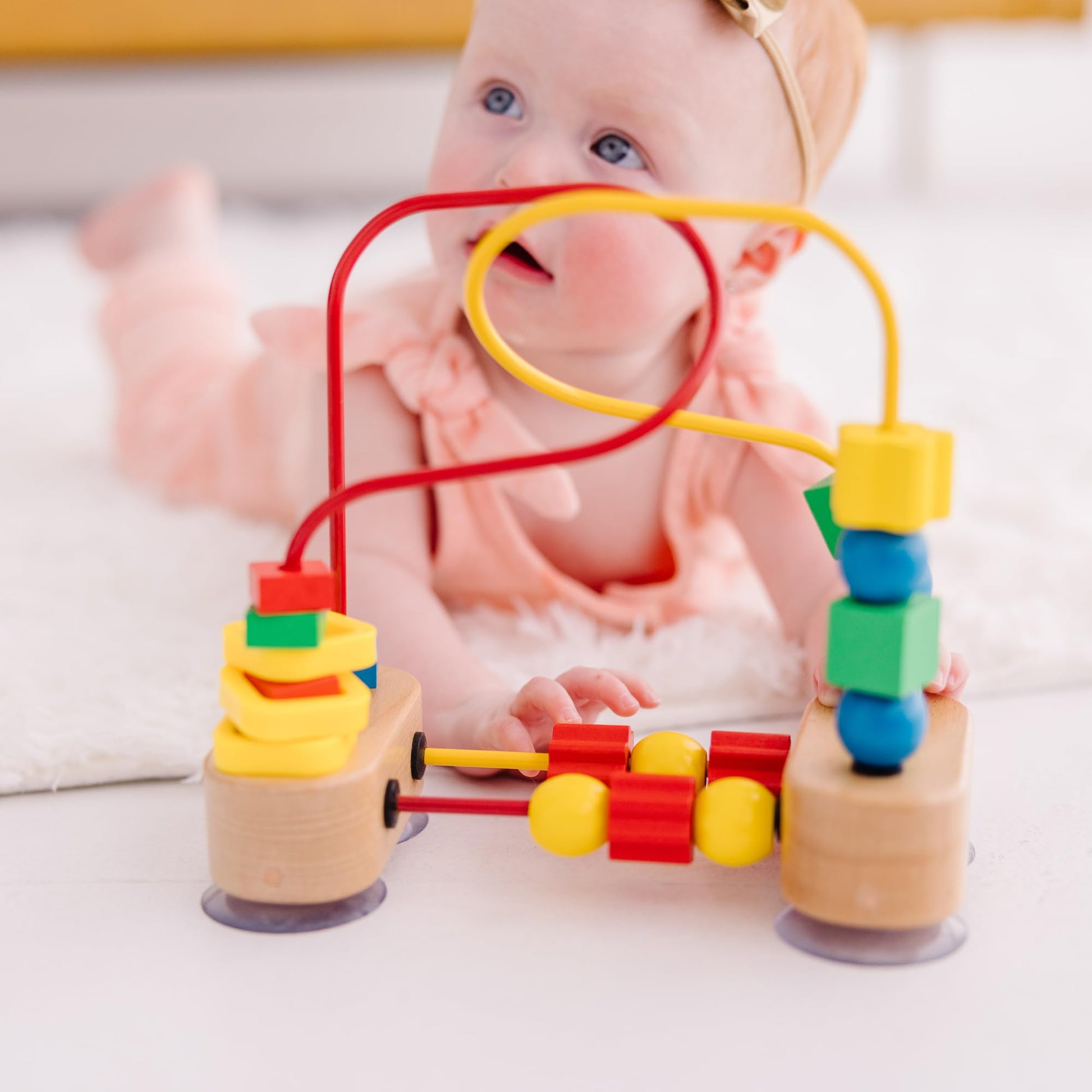 Melissa & Doug First Bead Maze - Wooden Educational Baby Toy with Suction Cups, for Floor, High