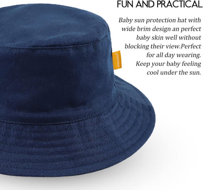 JANGANNSA Cotton Baby Sun Hat Infant Toddler Boys Girls Bucket Hats Summer Sun Protection Kids Beach Caps