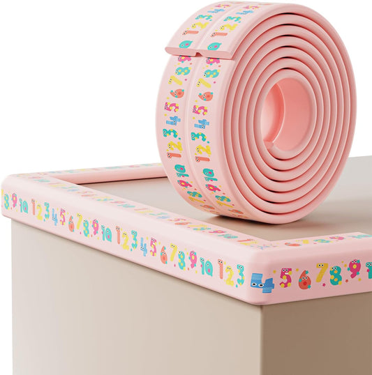 Edge Protector for Baby 6.5ft Soft Protective Foam Cushion Furniture Edge and Corner Guards Baby Child Proofing Cartoon Digital Pattern Odorless Safe for Table,Fireplace,Countertop