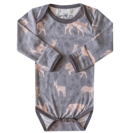 Copper Pearl Long Sleeve Bodysuit Baby: Ultra Soft Baby for Newborns, Boys, and Girls - Stylish, Comfortable, Overlap Shoulders, Premium Knit Fabric - 6-12 Months, Timber