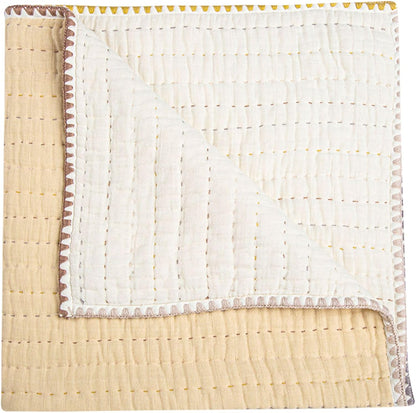 Crane Baby Blanket Quilted Cotton 36” X 36” Light Yellow Nursery Essential for Boys and Girls