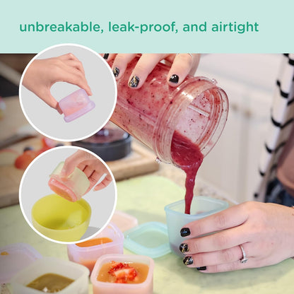 Olababy Clear Sense Silicone Storage Containers 4pk for Baby Food, Snacks, Formula, Puree, Sauce &