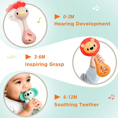 iPlay, iLearn Baby Shaker Rattles, Sensory Teething Toy Babies 3-6-12 Month
