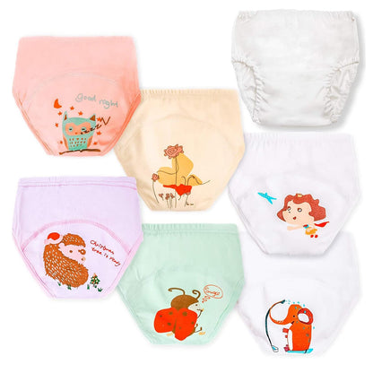 Joyo roy 6Pcs Potty Training Underwear 4T 100% Cotton Soft Absorbent Toddler Training Underwear Girls Reusable Waterproof Toddler Girl Panties Baby Pee Pants with Potty Sticker Chart for Kids