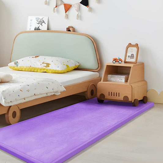 Play Mat for Babies Toddlers,1.3" Thick Elasti-Foam Anti-Fall Cushion Mat for Kids Room,28×72 Bedroom Bedside Rugs,Water-Repellent Soft Coral Velvet(Lavender)