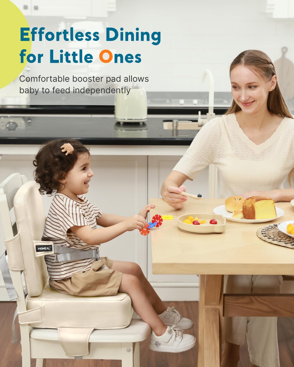 HOMEAL Toddler Booster Seat for Dining Table - Toddler Dining Cushion with Wipeable Surface