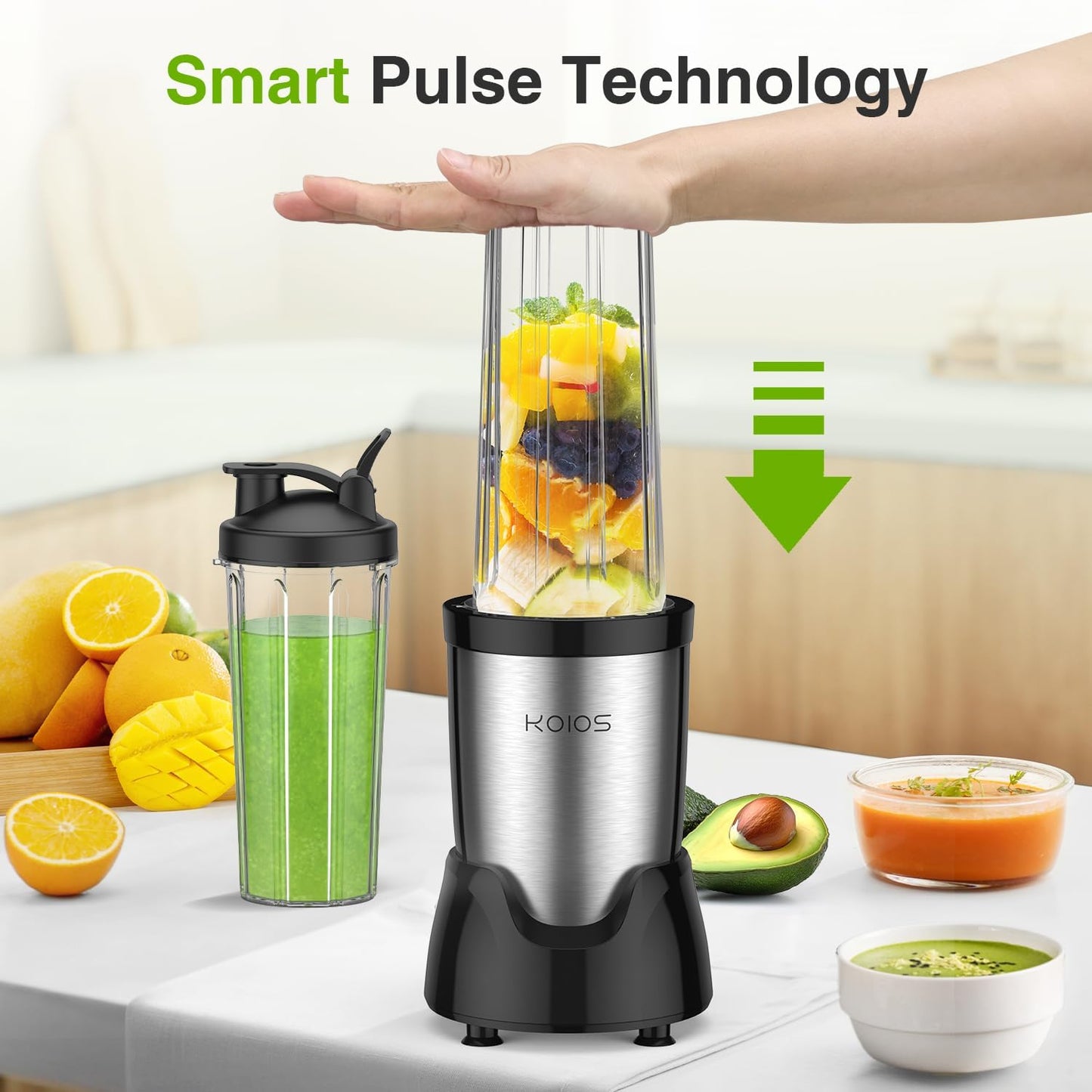 KOIOS Blender for Smoothies,Personal Blender for Shakes and Smoothies with 3 * 22oz To-Go