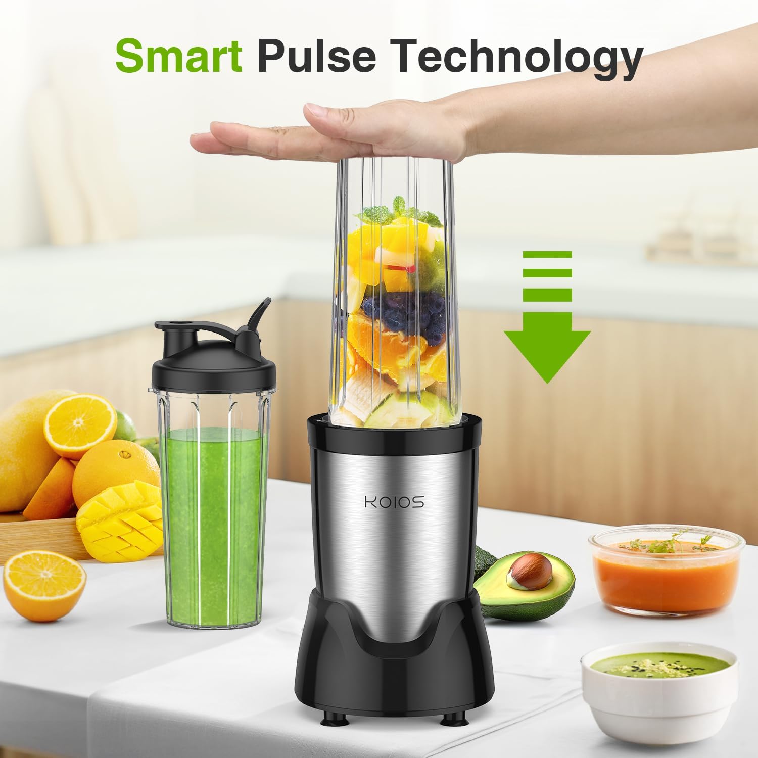 KOIOS Blender for Smoothies,Personal Blender for Shakes and Smoothies with 3 * 22oz To-Go