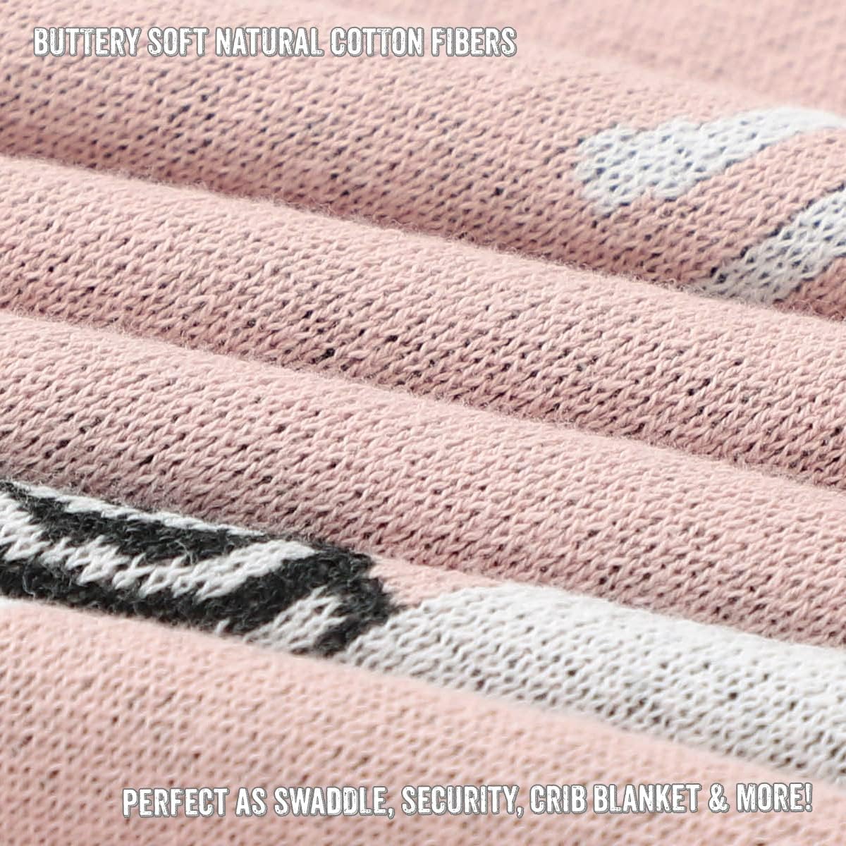 Knit Swaddling Baby Blanket - 100% Fine Loomed Cotton Cozy Receiving Cuddle Stroller Crib Swaddling
