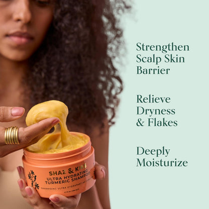 SHAZ & KIKS Ultra Hydrating Turmeric Shampoo | Sulfate-Free Shampoo for Dry, Itchy, Flaky Scalp |