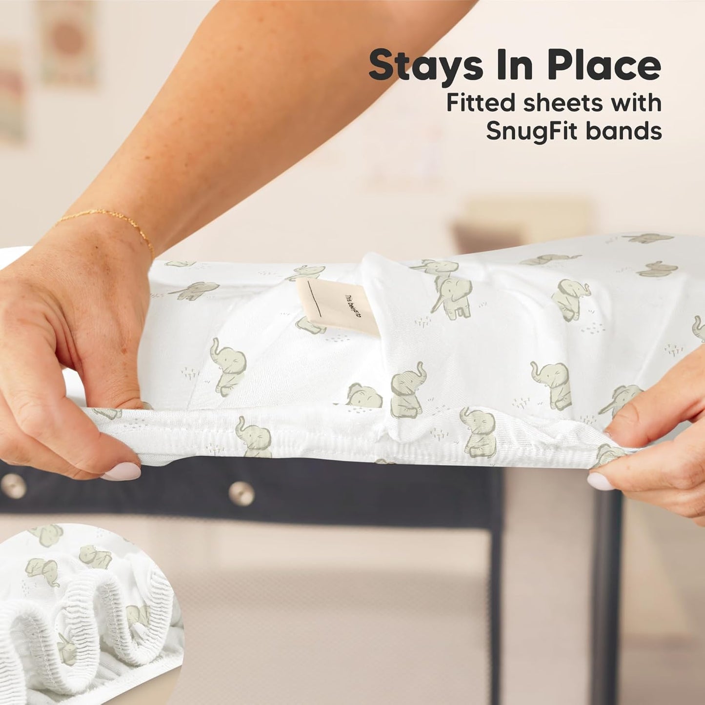 2-Pack Mini Crib Sheets Fitted - 38x26 Pack N Play Sheets for Pack and Play Mattress, Organic