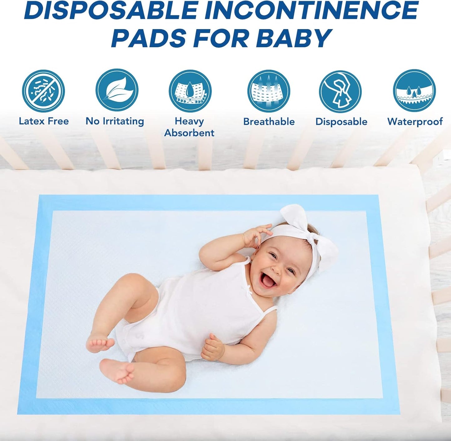 Disposable Changing Pad Pack of 50 Baby Incontinence Pad Diaper Changing Pads UnderPads Ultra Soft