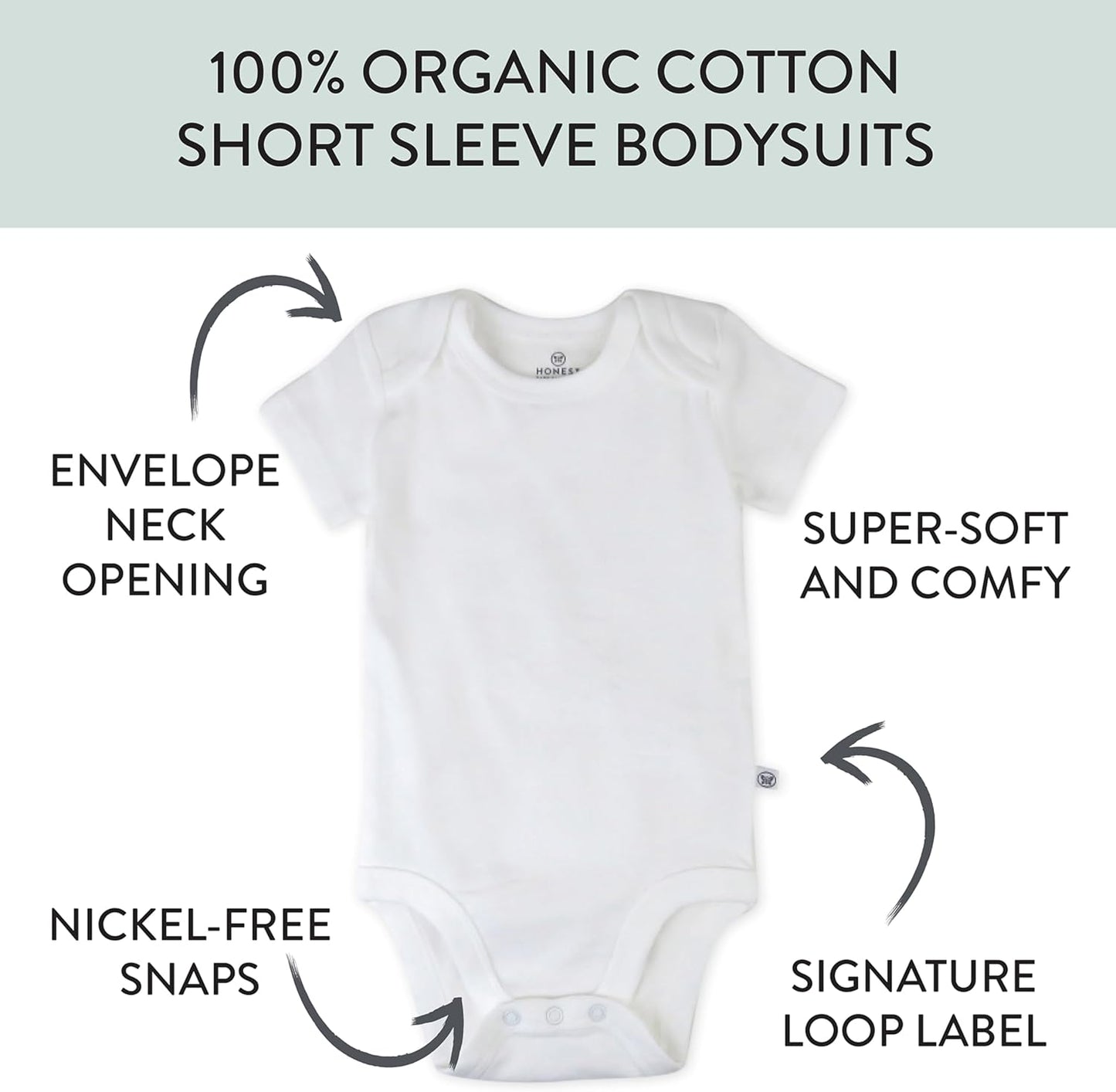 HonestBaby unisex-baby 10-pack Short Sleeve Bodysuits One-piece 100% Organic Cotton for Infant Baby Boys, Girls
