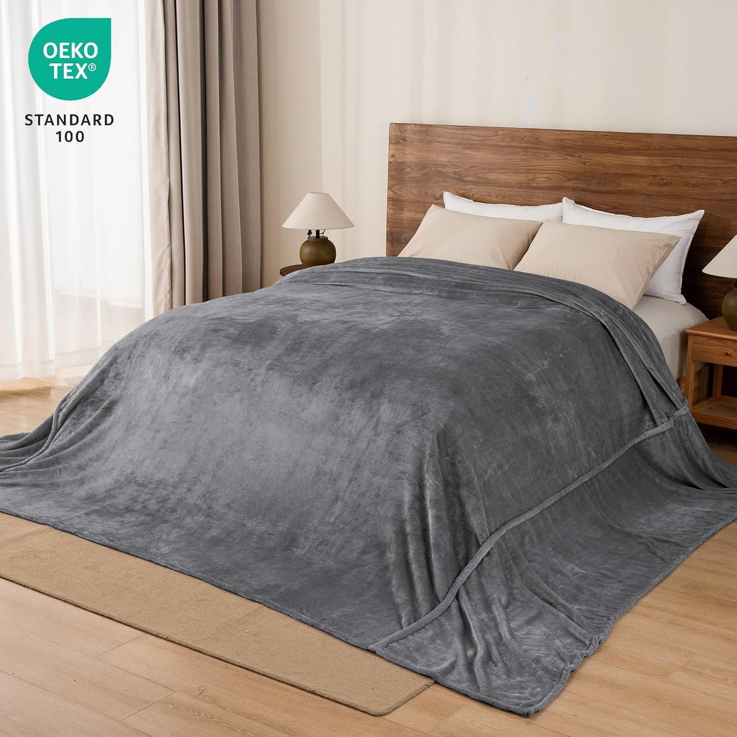 PHF Oversized King Fleece Blanket 120"x120", No Shed No Pilling Big Soft Blanket, Extra Large 10'x