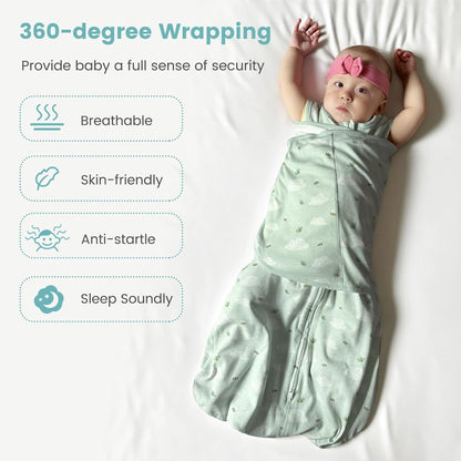 Baby Swaddle Sleep Sack 1.0 Tog 3-in-1 Baby Wearable Blanket 100% Cotton Swaddle Blanket Wrap for
