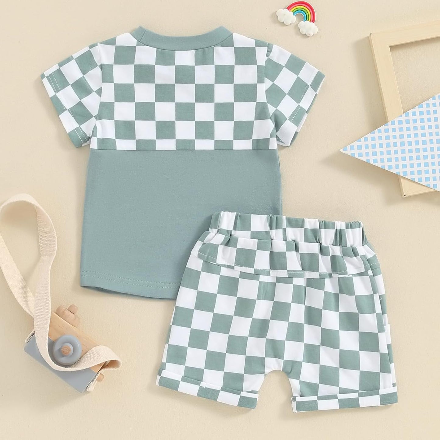 fhutpw Baby Toddler Boy Clothes Summer Outfits 6 12 18 24 Months Patchwork Short Sleeve T Shirt & Shorts Sets with Pockets