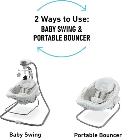 Graco DuetConnect LX Seat & Bouncer, Multi-Direction Seat, Multiple Swinging Speeds, Easily Portable, Redmond