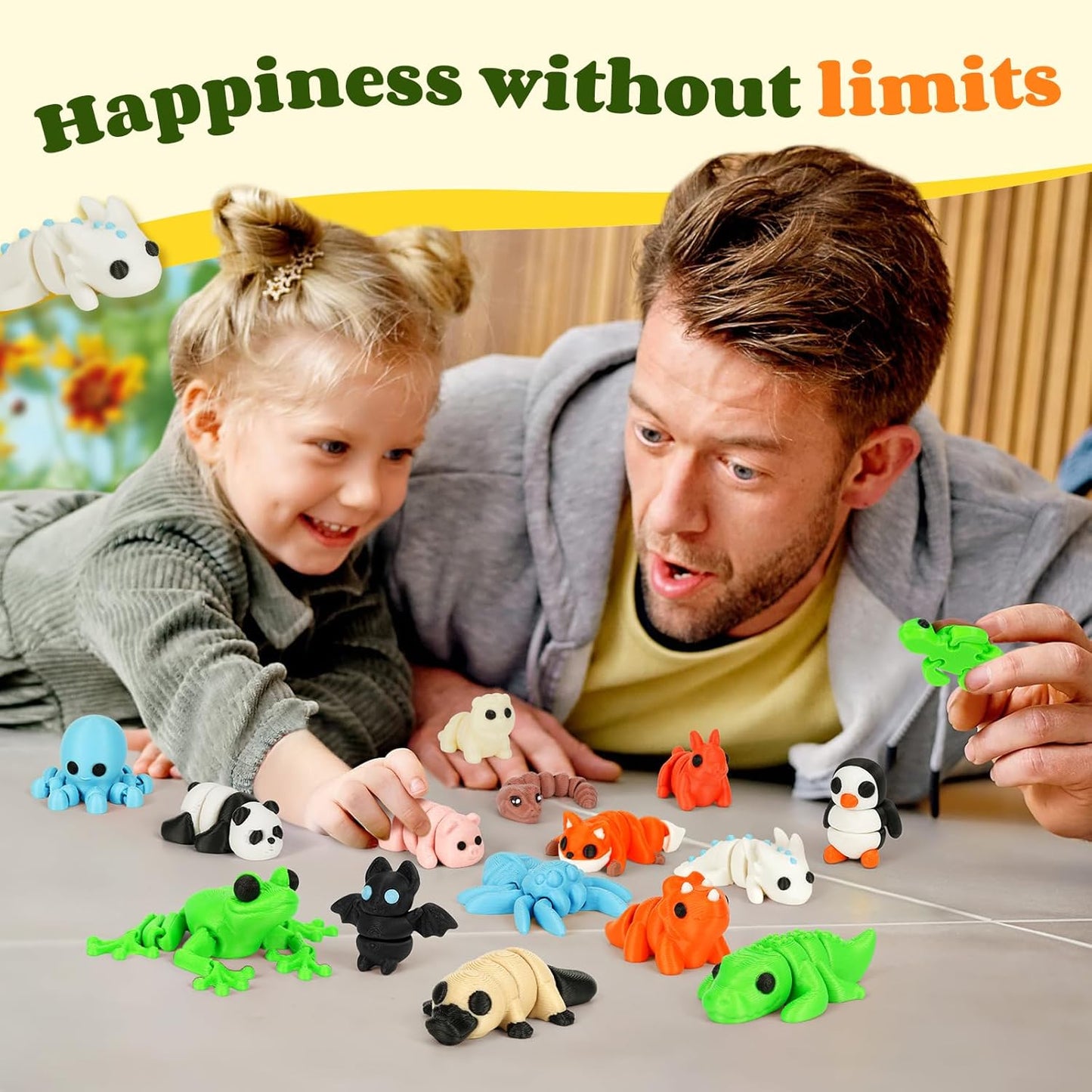 SHUWND16 PCS Mini Animals Set,3D Printed Little Animals Articulated Flexible Fidget Toy,Tiny Animals Figurines Exquisite Cute Pet Toy,Little Plastic Animals Miniature Figurines Small Animals Toy