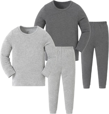 JunNeng Bamboo Viscose Pajamas for Toddler Baby, Boys Girls Solid Snug Fit Pajamas Long Sleeve Sleeper