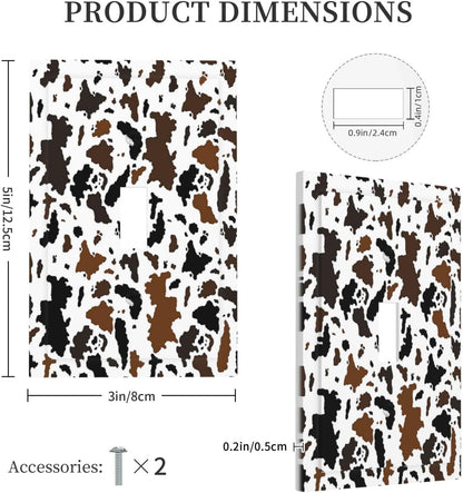Decorative Light Switch Cover Rustic Cowhide Highland Cow Milk Cow 1 Gang Single Toggle Device Electrical Faceplate Switchplates Decorator Outlet Wall Plate For Farmhouse Home Decor