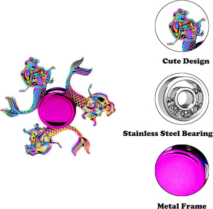 Fidget Spinners Set, Metal Desk Toys for Kids Adults Boys Girls, Hand Spinner Sensory Toys for Party Favors, Stocking Stuffers (3 Pack) (Style-4)