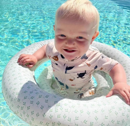 Boys One Piece Swimsuit Whale Dolphin Bathing Suit Zipper Rash Guard Kid Short Sleeve Swimwear Shark Beach Wear UPF50+