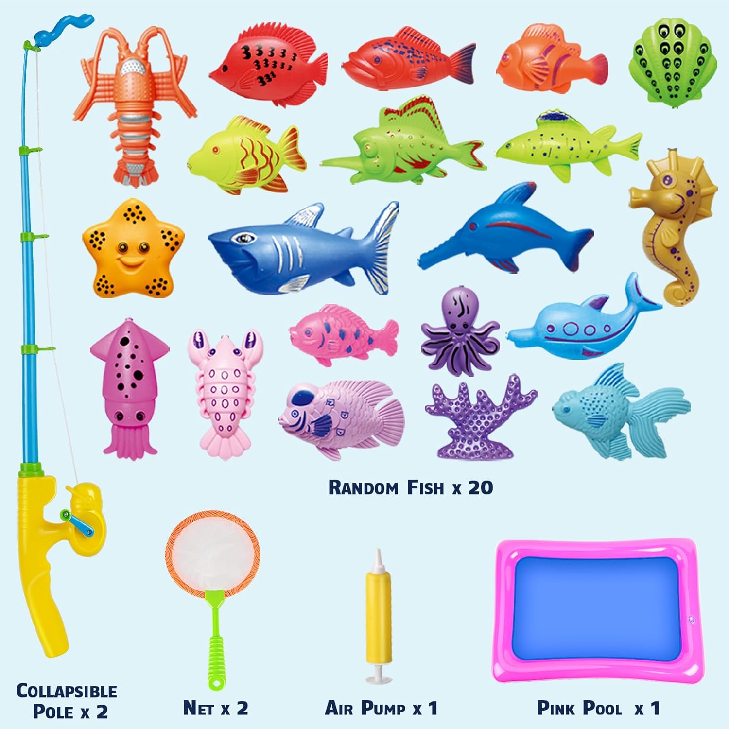 CozyBomB™ Magnetic Fishing Toys Game Set for Kids | Water Table Bathtub Kiddie Pool Party & Pole