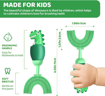U-Shaped Toothbrush for Kids Ages 2-7， Soft Food-Grade Silicone for Sensitive Gums， 360° Teeth