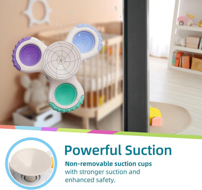 LiKee Strong Suction Cup Fidget Rotating Sensory Bath Toys for Baby 12 18 Months Airplane Car