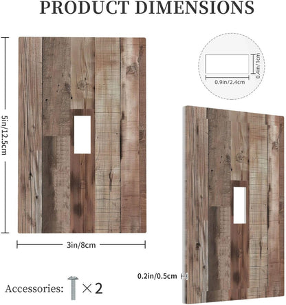Decorative Switch Covers Plate Retro Wood Plank Vintaga Wooden Board 1 Gang Wall Plate Unique Single Toggle Wall Cover Plate Jumbo Electrical Light Switch Plate Faceplate for Home Decor