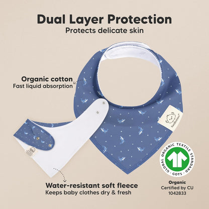 8-Pack Organic Baby Bandana Bibs for Boys, Girls - Super Absorbent Triangle Baby Bibs for Drooling and Teething Infant, 100% Cotton Extra Soft for Newborn, Infant 0-36 Months (Marine Muse)