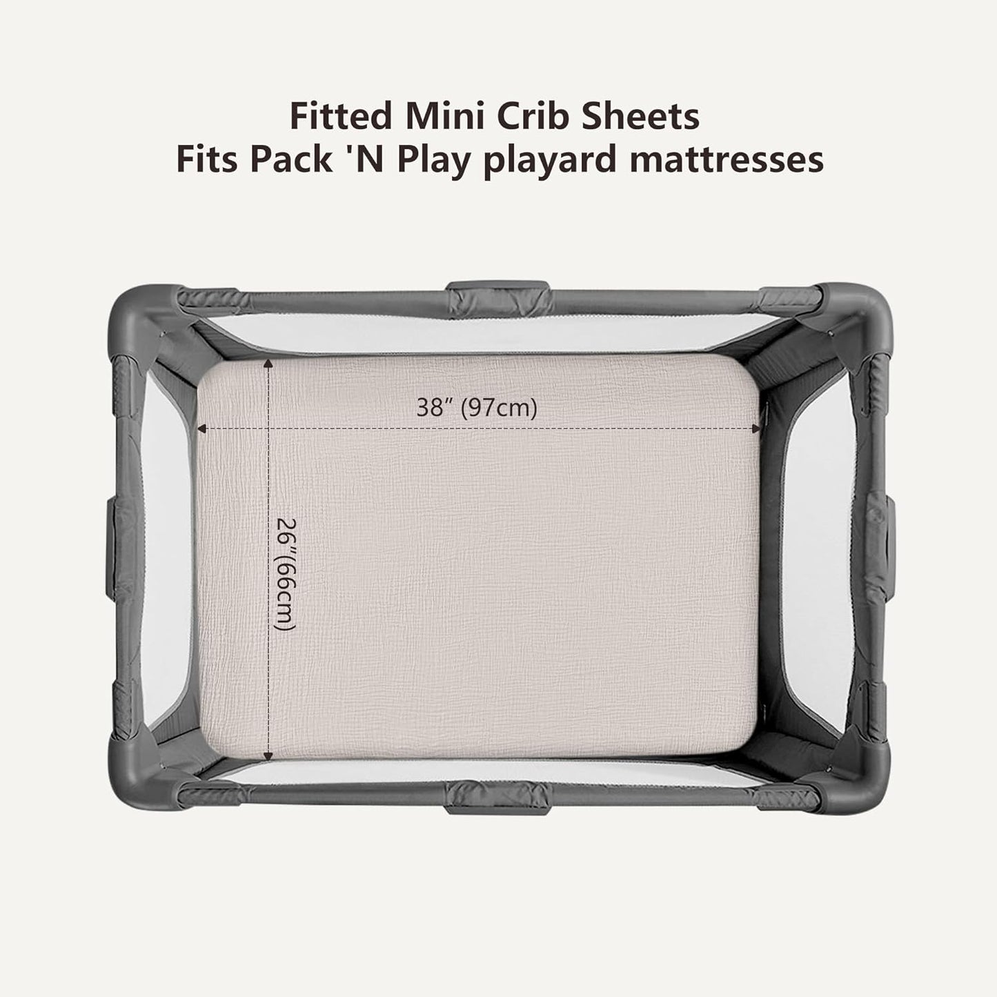 Bearmoss Muslin Mini Crib Sheets for Pack N Play Mattress - 100% Cotton - 38"x24" Soft Breathable