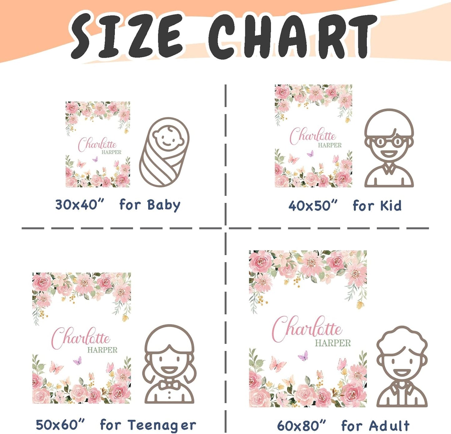 Personalized Baby Blankets for Girls Women Custom Baby Blanket with Name for Kids Toddlers Adult