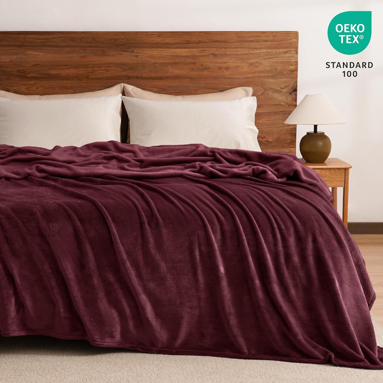 PHF Ultra Soft Fleece Blanket Queen Size, No Shed No Pilling Luxury Plush Cozy 300GSM Lightweight