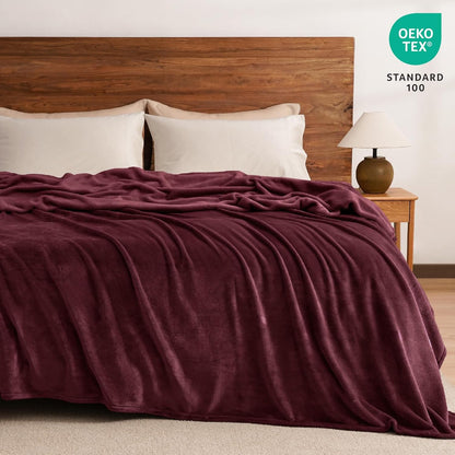 PHF Ultra Soft Fleece Blanket Queen Size, No Shed No Pilling Luxury Plush Cozy 300GSM Lightweight