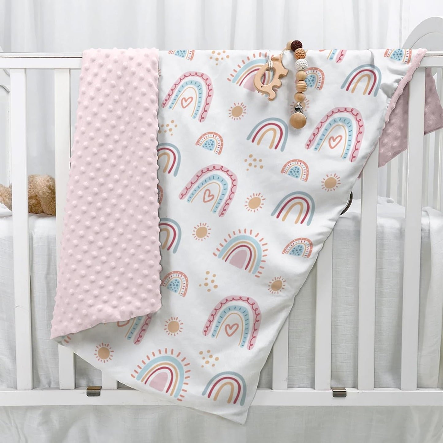 SANDJEST Rainbow Kid Blanket for Girls - 30 x 40 Kids Minky Blanket - Gifts for Kids on Birthday