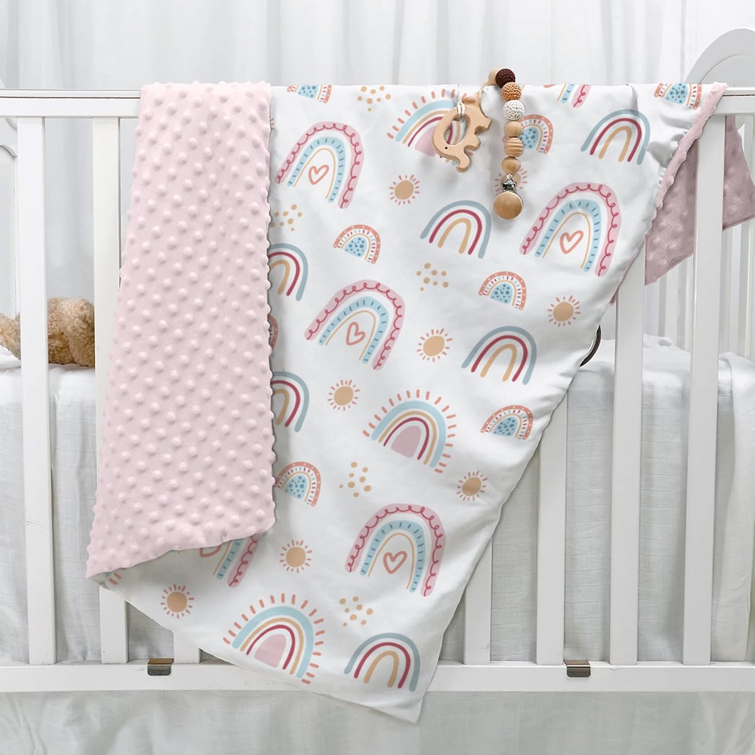 SANDJEST Rainbow Kid Blanket for Girls - 30 x 40 Kids Minky Blanket - Gifts for Kids on Birthday