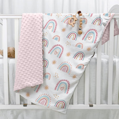 SANDJEST Rainbow Kid Blanket for Girls - 30 x 40 Kids Minky Blanket - Gifts for Kids on Birthday