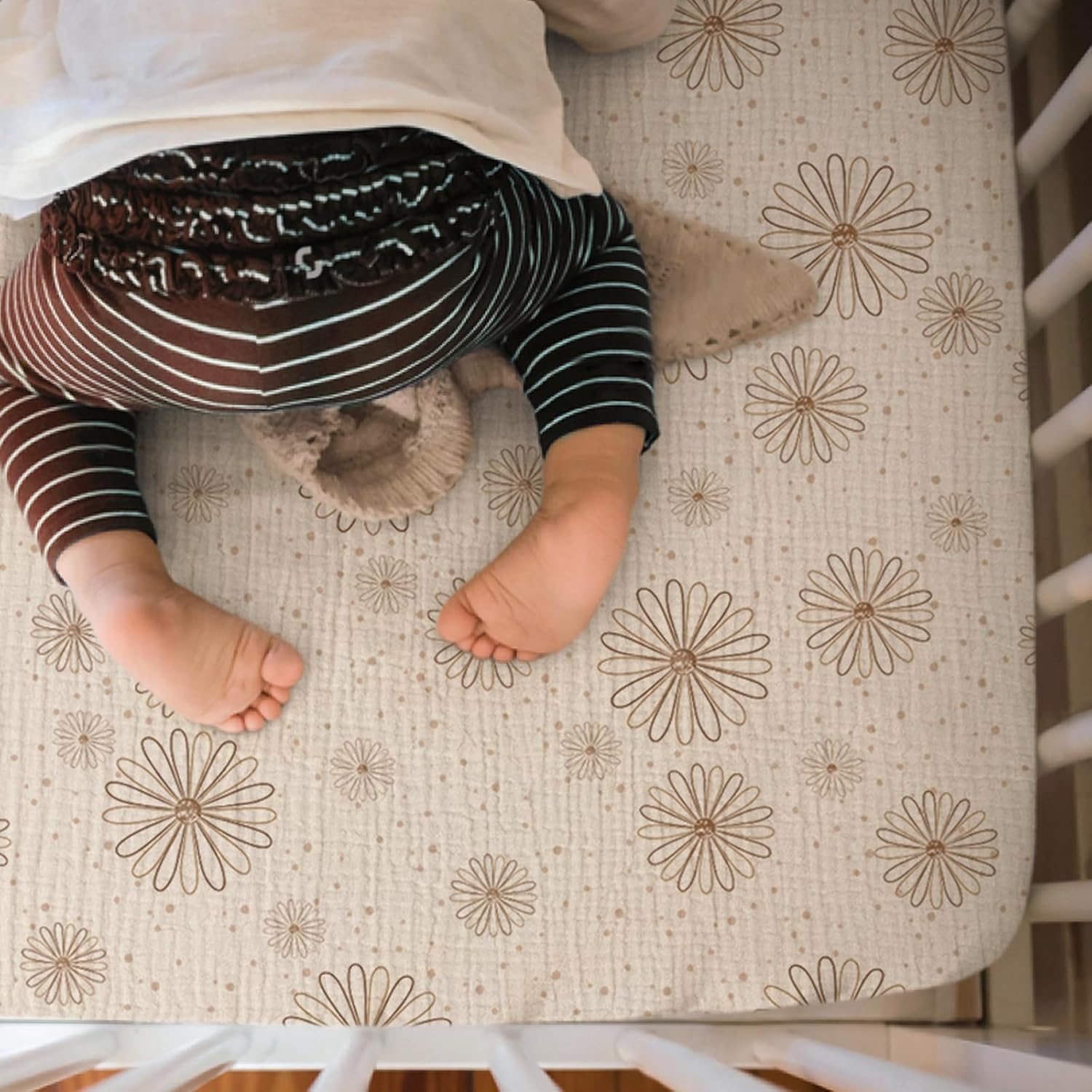 lulumoon Mini Crib Sheets Muslin: Soft Cotton Fitted Mini Crib Mattress Sheets for Boys and Girls
